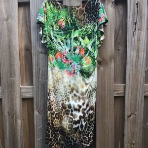 Tropical print Basler cocktail dress